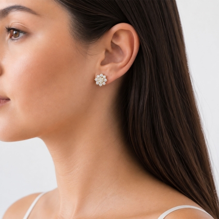 Pendientes oro 18k y circonitas "Rosette"