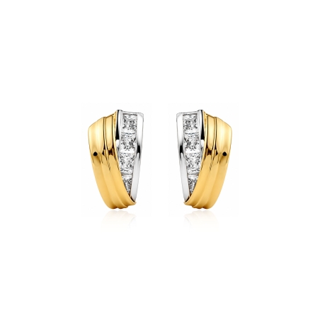 Pendientes oro bicolor 18k y circonitas "Miriam"