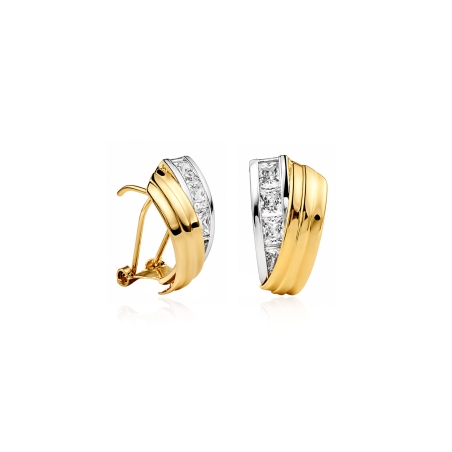 Pendientes oro bicolor 18k y circonitas "Miriam"