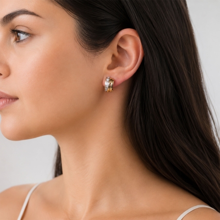 Pendientes oro bicolor 18k y circonitas "Miriam"