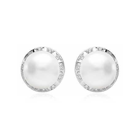 Pendientes Oro 18k perlas y circonitas "Mabe"
