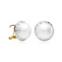 Pendientes Oro 18k perlas y circonitas "Mabe"