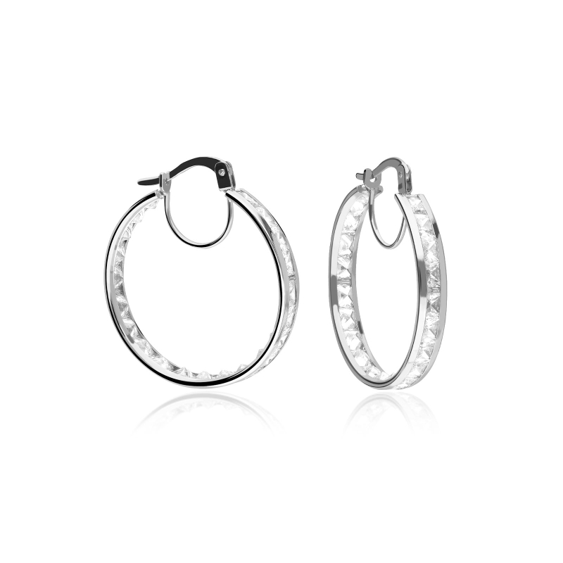 Pendientes aro oro blanco 18k 25 mm "Deroua"