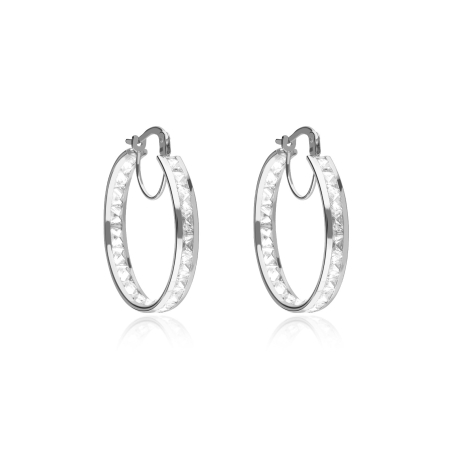 Pendientes aro oro blanco 18k 25 mm "Deroua"