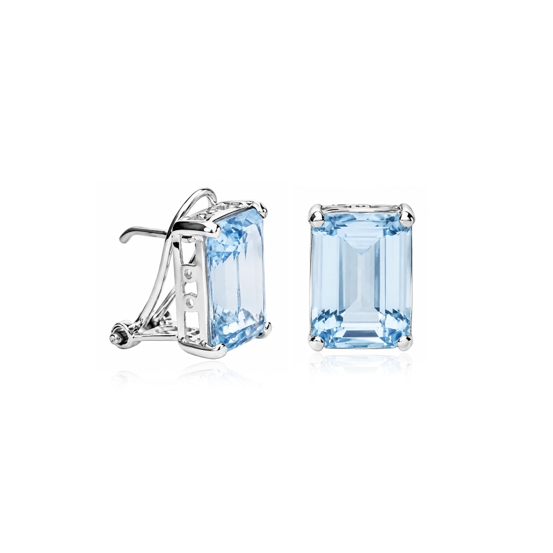 Pendientes oro blanco 18k y aguamarina "Antonella"