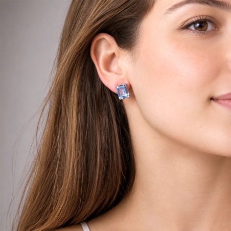 Pendientes oro blanco 18k y aguamarina "Antonella"