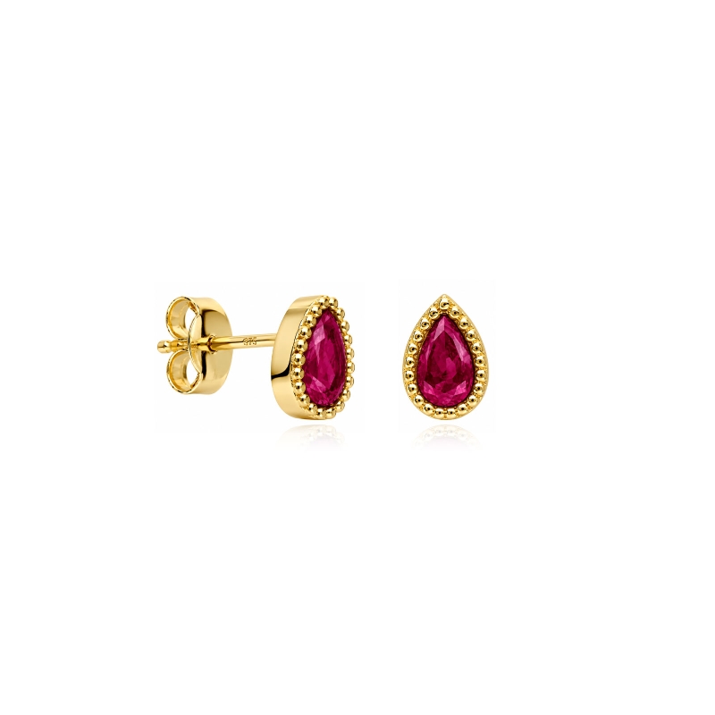 Pendientes oro 18k y rubíes "Bindi"