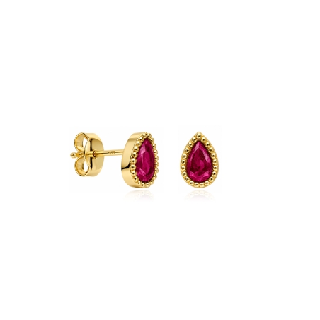 Pendientes oro 18k y rubíes "Bindi"