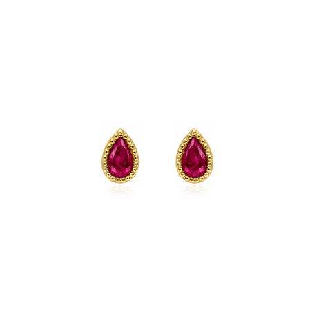 Pendientes oro 18k y rubíes "Bindi"