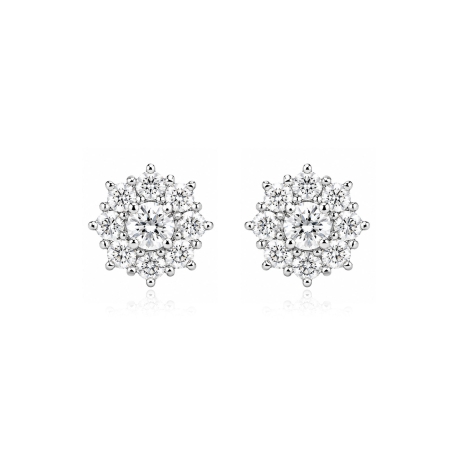 Pendientes oro blanco 18k y circonitas "Rosette"