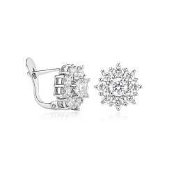 Pendientes oro blanco 18k y circonitas "Rosette"