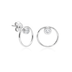 Pendientes plata de ley y circonita "O Lira"