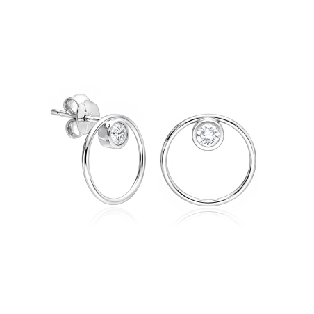 Pendientes plata de ley y circonita "O Lira"