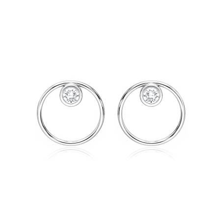 Pendientes plata de ley y circonita "O Lira"