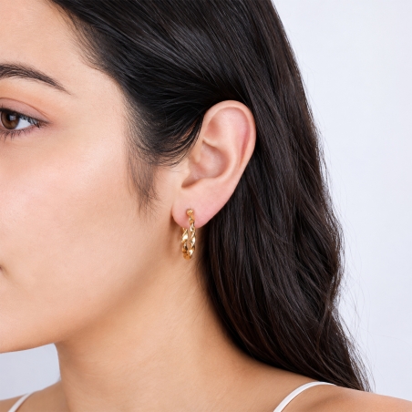 Pendientes aro oro 18k 26 mm "Curly"