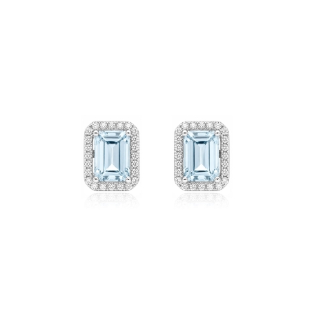 Pendientes oro 18k aguamarina y diamantes 0.28cts "La Bohéme"