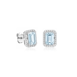 Pendientes oro 18k aguamarina y diamantes 0.28cts "La Bohéme"