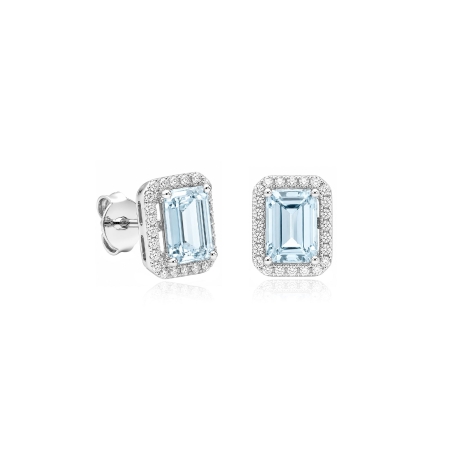 Pendientes oro 18k aguamarina y diamantes 0.28cts "La Bohéme"