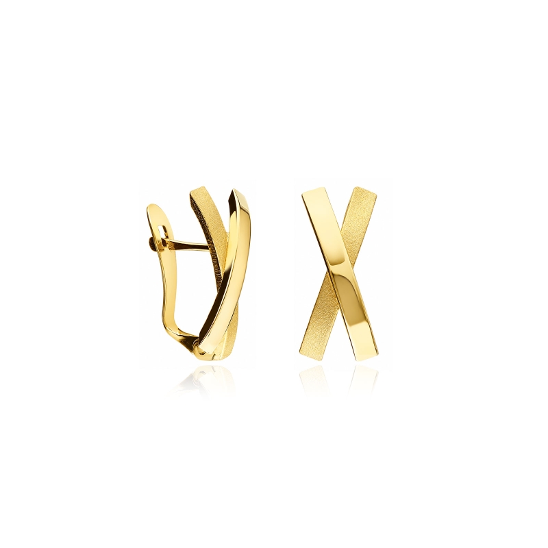 Pendientes oro 18k cruz "Elena"