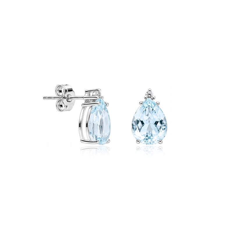 Pendientes Oro 18k aguamarina y diamantes 0.05cts "Skhirat"