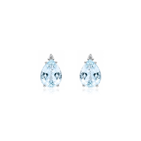 Pendientes Oro 18k aguamarina y diamantes 0.05cts "Skhirat"