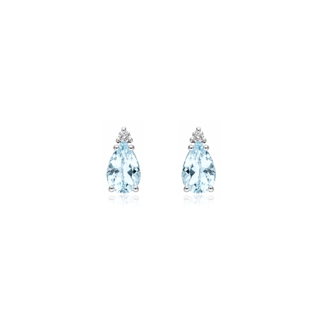 Pendientes Oro 18k aguamarina y diamantes 0.05cts "Blue tears"