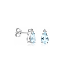 Pendientes Oro 18k aguamarina y diamantes 0.05cts "Blue tears"