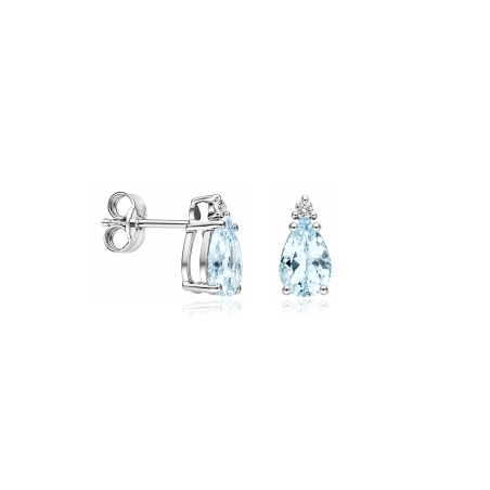 Pendientes Oro 18k aguamarina y diamantes 0.05cts "Blue tears"