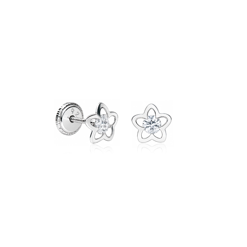Pendientes plata de Ley y circonitas "Flor Plateada"