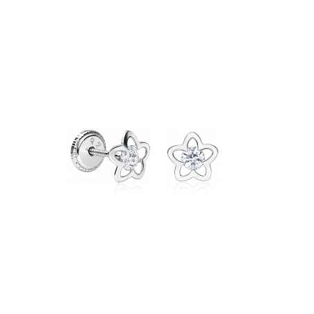 Pendientes plata de Ley y circonitas "Flor Plateada"