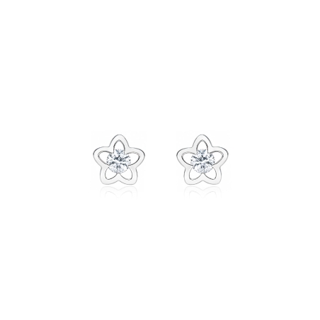Pendientes plata de Ley y circonitas "Flor Plateada"