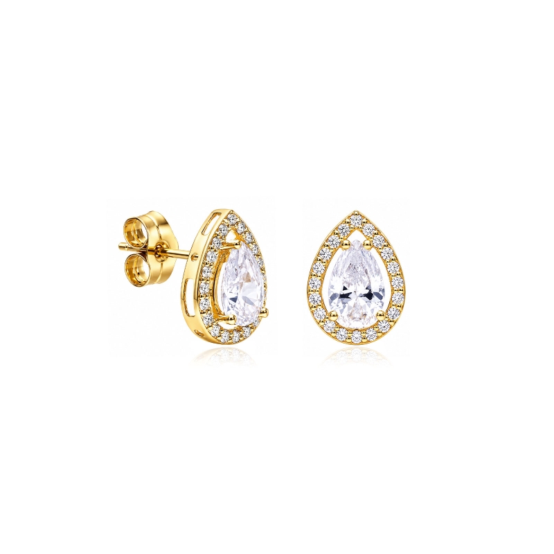 Pendientes Oro 18k  y circonitas "Lágrimas"