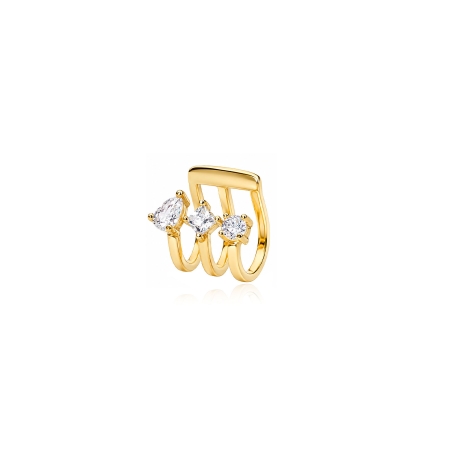 Pendiente plata de ley y baño oro 18k con circonitas "Hugy"