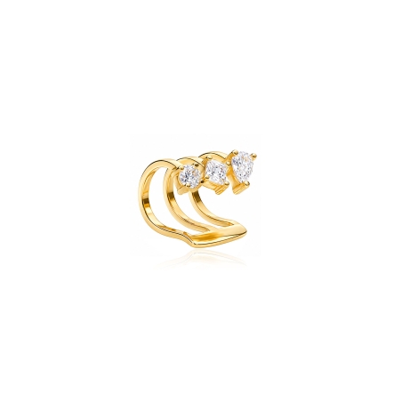 Pendiente plata de ley y baño oro 18k con circonitas "Hugy"