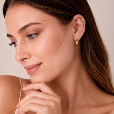 Pendiente plata de ley y baño oro 18k con circonitas "Hugy"