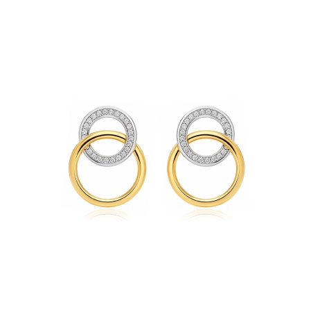 Pendientes oro bicolor 18k y circonitas "Casandra"