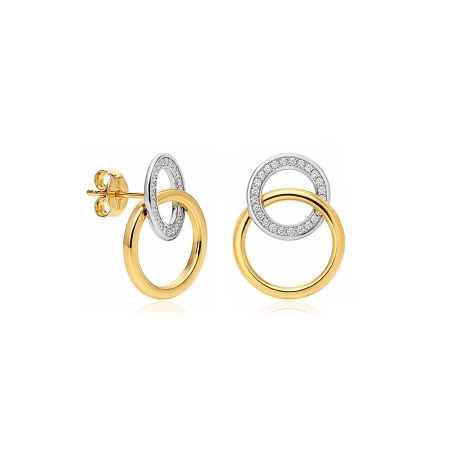 Pendientes oro bicolor 18k y circonitas "Casandra"