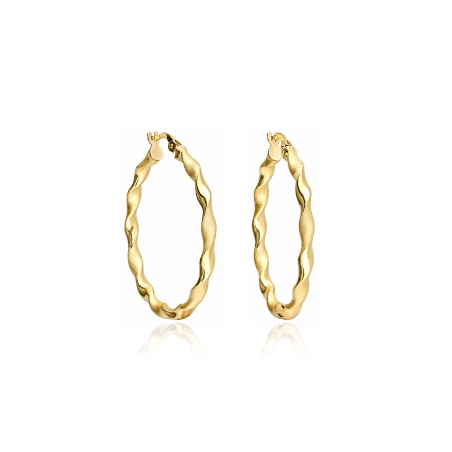 Pendientes aros oro 18k 30 mm "Curly"