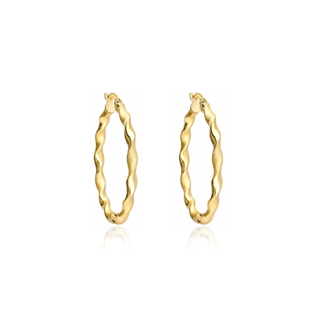 Pendientes aros oro 18k 30 mm "Curly"