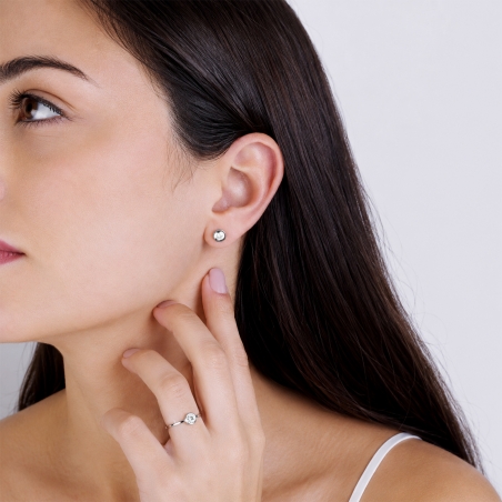 Pendientes Oro Blanco 18k Chatón "Girl Love"