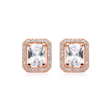 Pendientes plata baño rosa y circonitas "Momoiro"