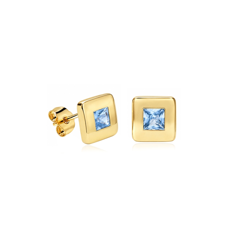 Pendientes oro 18k y topacio "Kare"