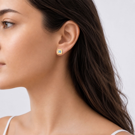 Pendientes oro 18k y topacio "Kare"