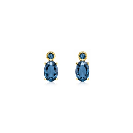Pendientes oro 18k y topacios "London Blue"