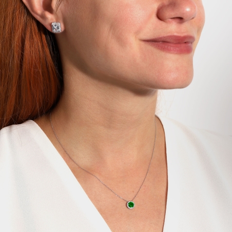 Gargantilla oro 18k esmeralda y circonitas "Color life"