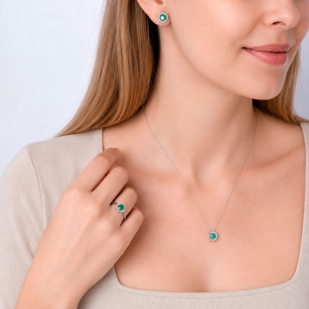 Gargantilla oro 18k esmeralda y circonitas "Color life"