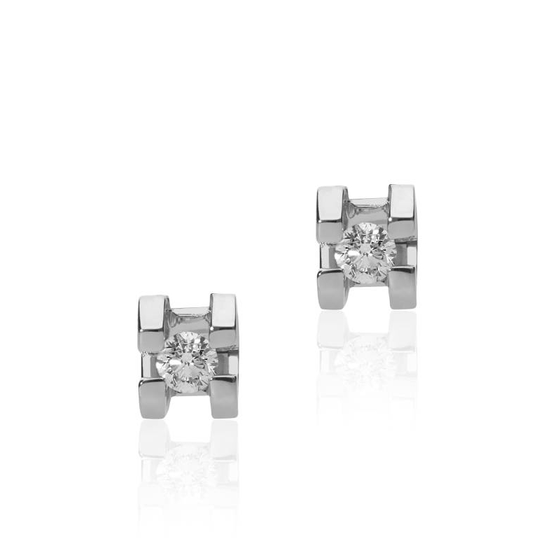 Pendientes "Cuore" diamante y oro blanco 18k