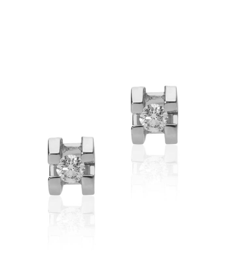 Pendientes "Cuore" diamante y oro blanco 18k