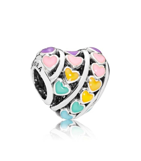 Charm en plata de ley Corazones Multicolor 797019ENMX