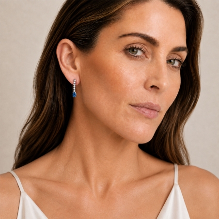 Pendientes plata primera ley y circonitas azul "Fairylane"